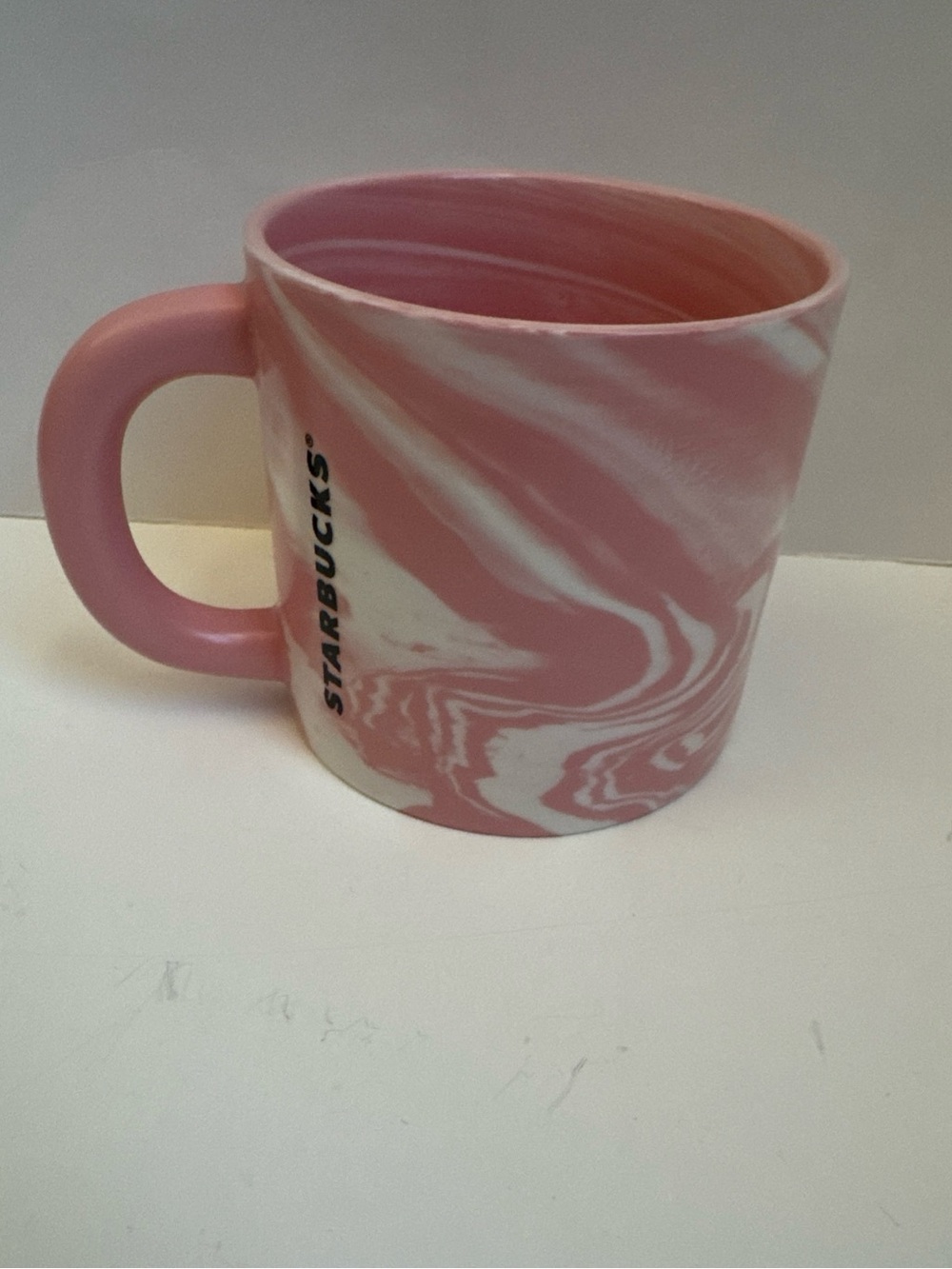 Starbucks Pink White Mug Marble Swirl Matte Cup New